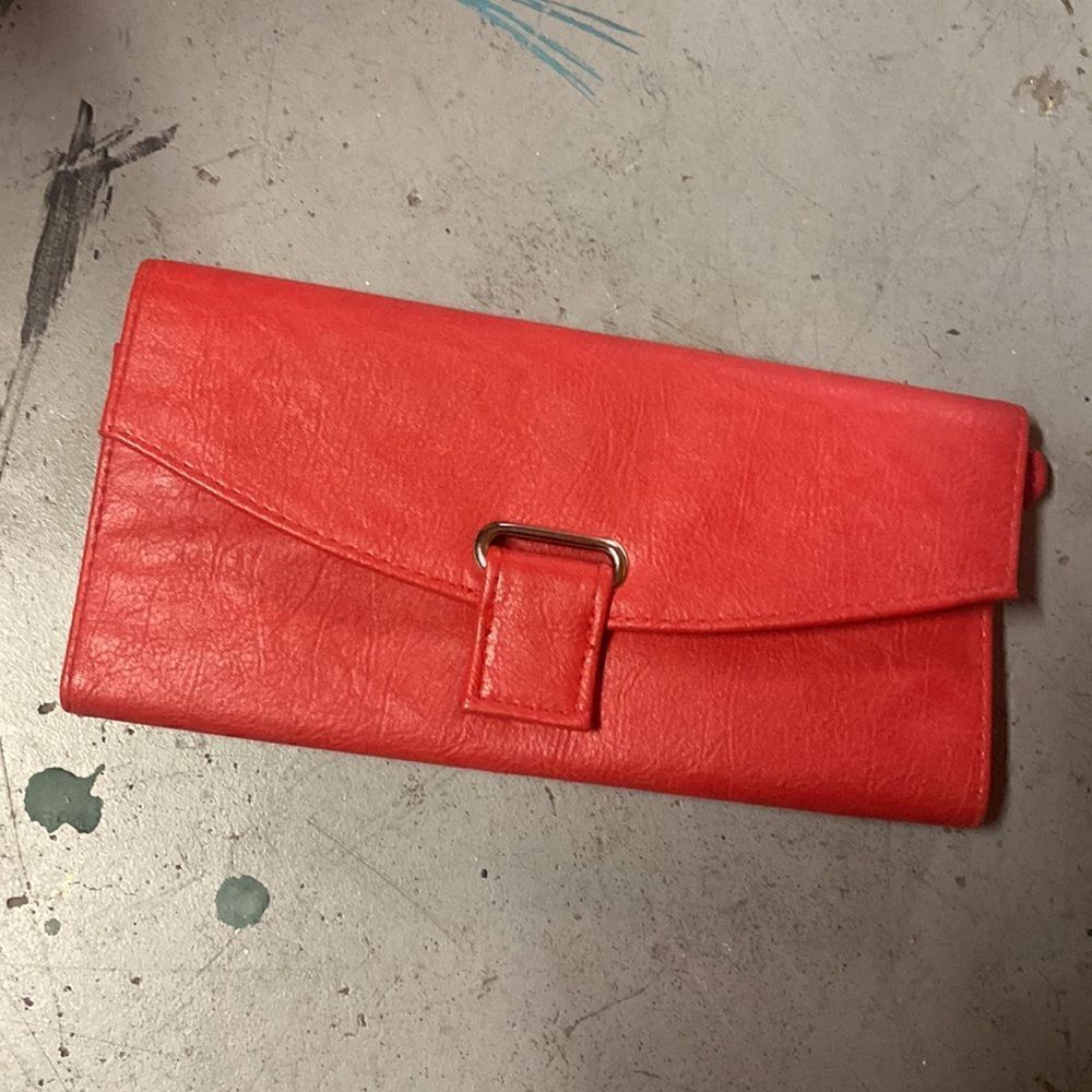 Red + Cream Leather Bi Fold Travel Jewelry Organizer